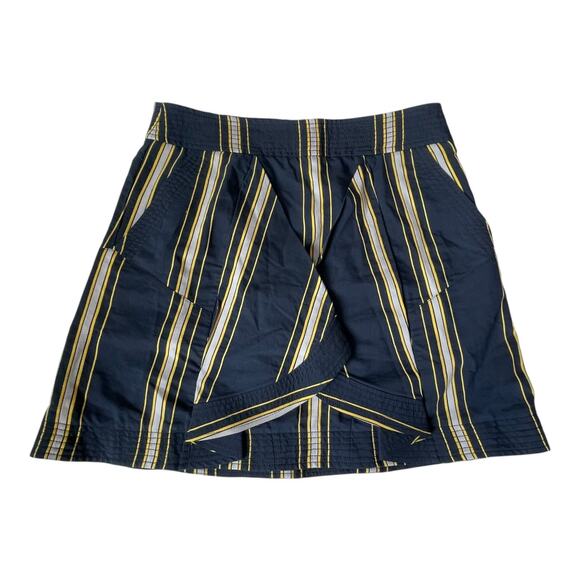 Tanya Taylor Tomi Flared Cotton Twill Mini Skirt Navy Stripe 6 $165 - Picture 6 of 10